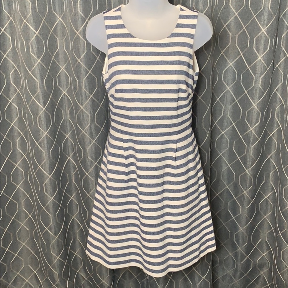 JCrew Striped Pleated Shift Dress